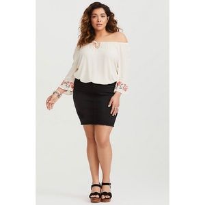 TORRID peasant top w embroidered bell sleeves NWT